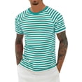 thumbnail image 2 of Mens T-shirts Short Sleeve Striped Print Casual T Shirt Crewneck Carnival Festival Daily Wear Graphic Tees Mint Green XXXL, 2 of 4