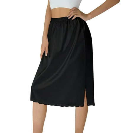 Wijhcboe Women Half Womens Midi Skirts Under Dress Lace Hem Rave Skirt Elastic Waist Petticoat Underskirt Mini Skirt Lingerie Knee Length Midi Skirt Extenders for Dresses