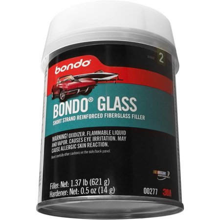 Bondo Glass, Short Strand Reinforced Fiberglass Filler, Stage 2, 1.37 lbs. Filler with 0.5 oz Hardener