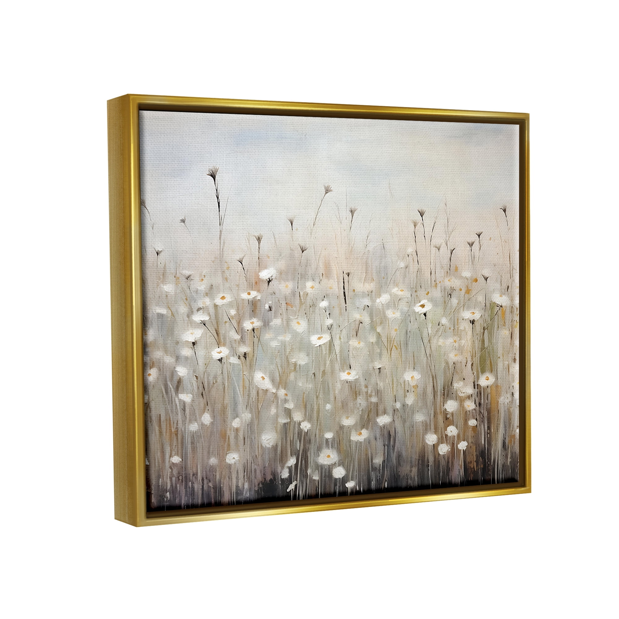 Stupell Industries Abstract Speckled Flowers Landscape Painting Gold Floater Framed Canvas Art Print Wall Art, 31 x 25