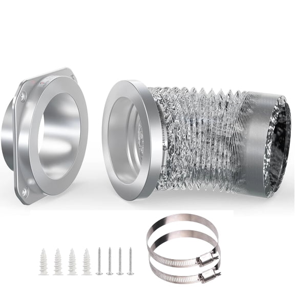 Magnetic Dryer Vent Coupling DV180 Airtight Seal Dryer Vent Connector Kit Easy to Clean Quick Connector Including a 2.6ft 4" Duct and two Clamps dryer vent hose  magnetic dryer vent connector