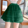 thumbnail image 2 of Falda de verano de malla con cintura alta para mujer: cintura elástica, diseño en forma de A, material de poliéster, talla única para cinturas de 60-102 cm, perfecta para fiestas y para llevar a di, 2 of 4