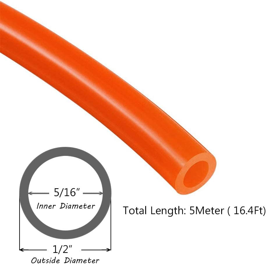 MKEUDQ-Beduan Pneumatic Tubing Pipe 1/2" OD Orange Air Compressor PU Line Hose Tube for Water Fluid Transfer 5Meter 16.4ft