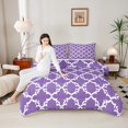 thumbnail image 4 of Manfei Vintage Geometric Art Queen Comforter Set,Abstract bohemian Tribal Bedding Sets,Purple White Bedding Comforter Set For Teens,Ultra Soft Home Decor Reversible,3 Pieces, 4 of 8