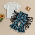 thumbnail image 1 of Blusa Mangas Cortas Ropa de verano para niñas, trajes, Tops estampados + pantalones acampanados con borlas, trajes de 2 uds. Cgtredaw Azul T 3-4 años Única para Niña, 1 of 6