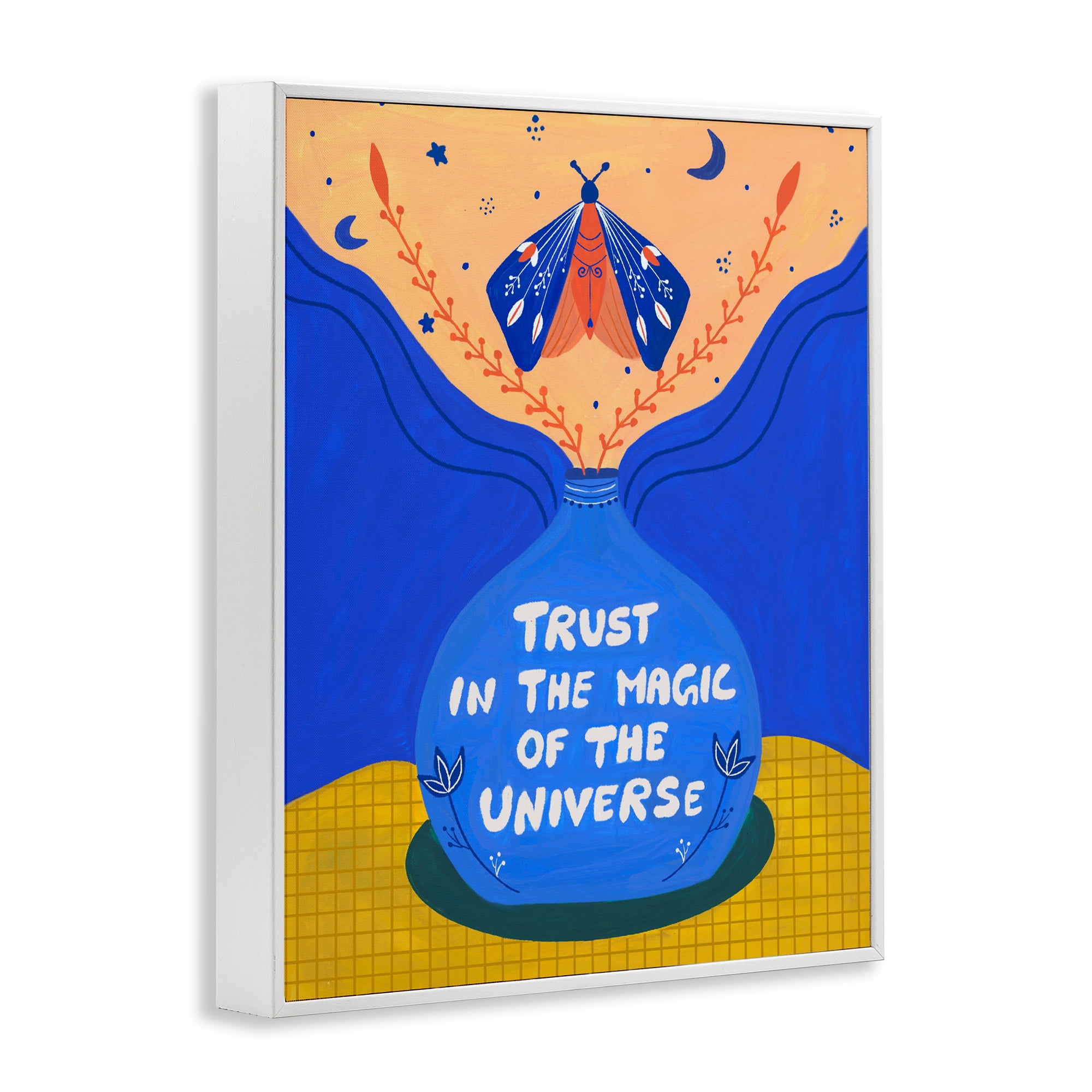 Trust In Magic Of Universe White Framed Giclee Art, design by Nabeela Rumi