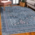 thumbnail image 3 of Leaves Decorative Rug, Vintage Art Watercolor Branches and Flowers on Charcoal Grey Background, Quality Carpet for Bedroom Dorm and Living Room, 6 Sizes, Sea Blue, by Ambesonne, 3 of 4