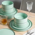 thumbnail image 5 of ALOFMO 12-Piece Light Green Reactive Glaze Ceramic Dinnerware Set,Modern Stoneware Plates Bowls Service for 4, Anti-Slip Scratch-Resistant, 5 of 9