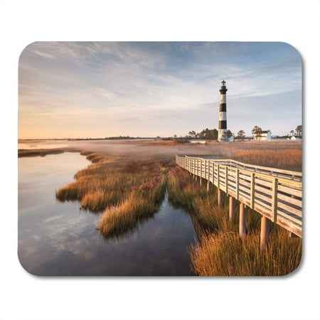 Marsh Island - KDAGR Coast North Carolina Outer Banks Bodie Island Lighthouse Autumn Morning Marsh Boardwalk Hatteras Mousepad Mouse Pad Mouse Mat 9x10 inch