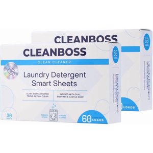 CleanBoss Laundry Detergent Smart Sheets - Lavender 60 Sheets 2 Pack