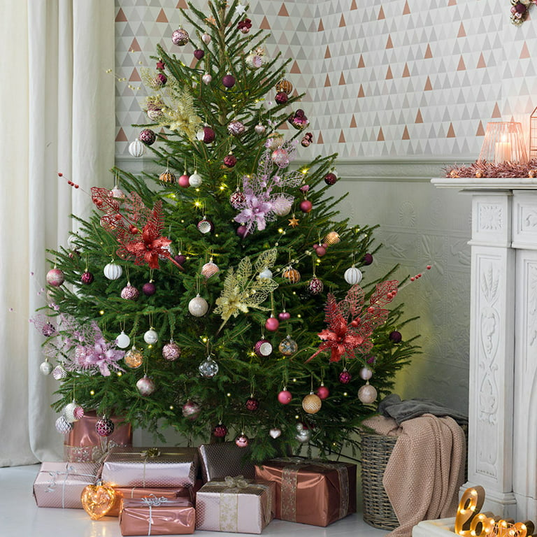 6pcs Christmas Picks 16in Artificial Xmas Tree Sprays Bay Glitter