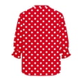 thumbnail image 5 of YUGYXL Women's Polka Dot Shirts Vintage 3/4 Sleeve Button Down Blouses Casual V Neck Basic Tees with Smocked Cuffs Red XXL, 5 of 6