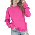 thumbnail image 2 of Toddler Girls Boys Sweatshirts Toddler Long Sleeve Pullover Sweatshirts Kids Boys Crewneck Tops Shirts Hot Pink 5-6 Years, 2 of 7