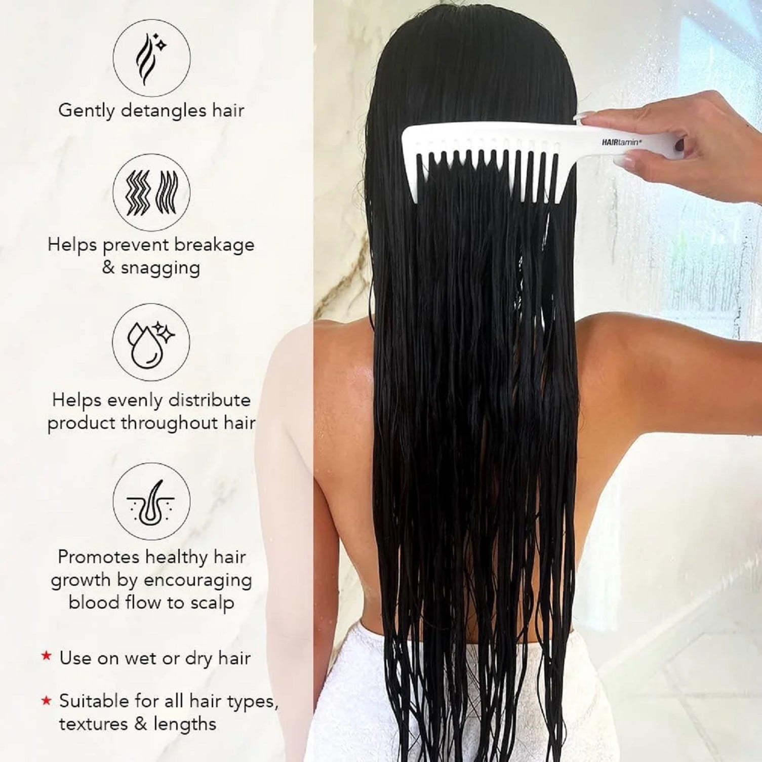 HAIRtamin Advanced Formula Biotin Vegan Capsules with Detangling Comb for Hair Growth, 30 Count