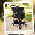 thumbnail image 3 of Poussette pour Animaux Chat Chien Roues Voyage Fermeture Éclair Entrée Chariot Pliable Noir, 3 of 10