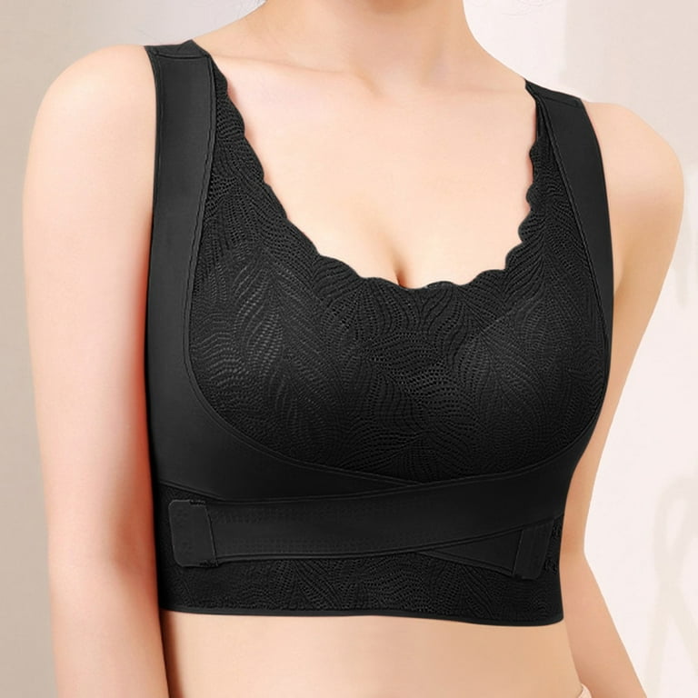 EHQJNJ Strapless Push up Bras for Women Women'S Traceless Lace Side Buckle  Gather and Fold up Side Sports Yoga Tank Top Anti Sagging Back Bra Sports