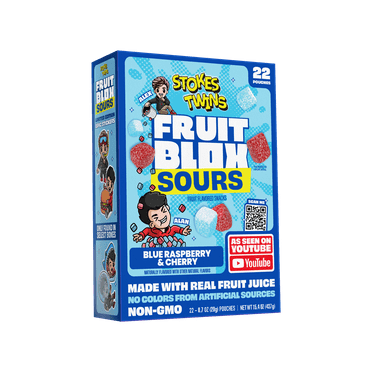FruitBlox Stokes Twins Sour Fruit Snacks, Blue Raspberry & Cherry, 22 Count