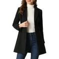 thumbnail image 1 of Unique Bargains Manteau pour Femmes, Col Cranté Boutonnage Simple Manteau d'Hiver Noir m, 1 of 6