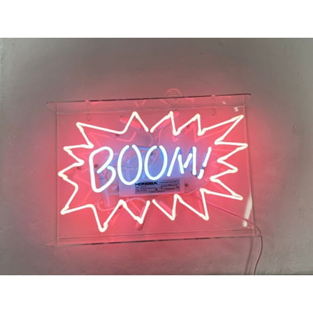 Queen Sense 14" Boom Neon Sign Acrylic Box Man Cave Beer Pub Bar Artwork Handmade Wall Decor Gift Neon Light 114BOOMAB