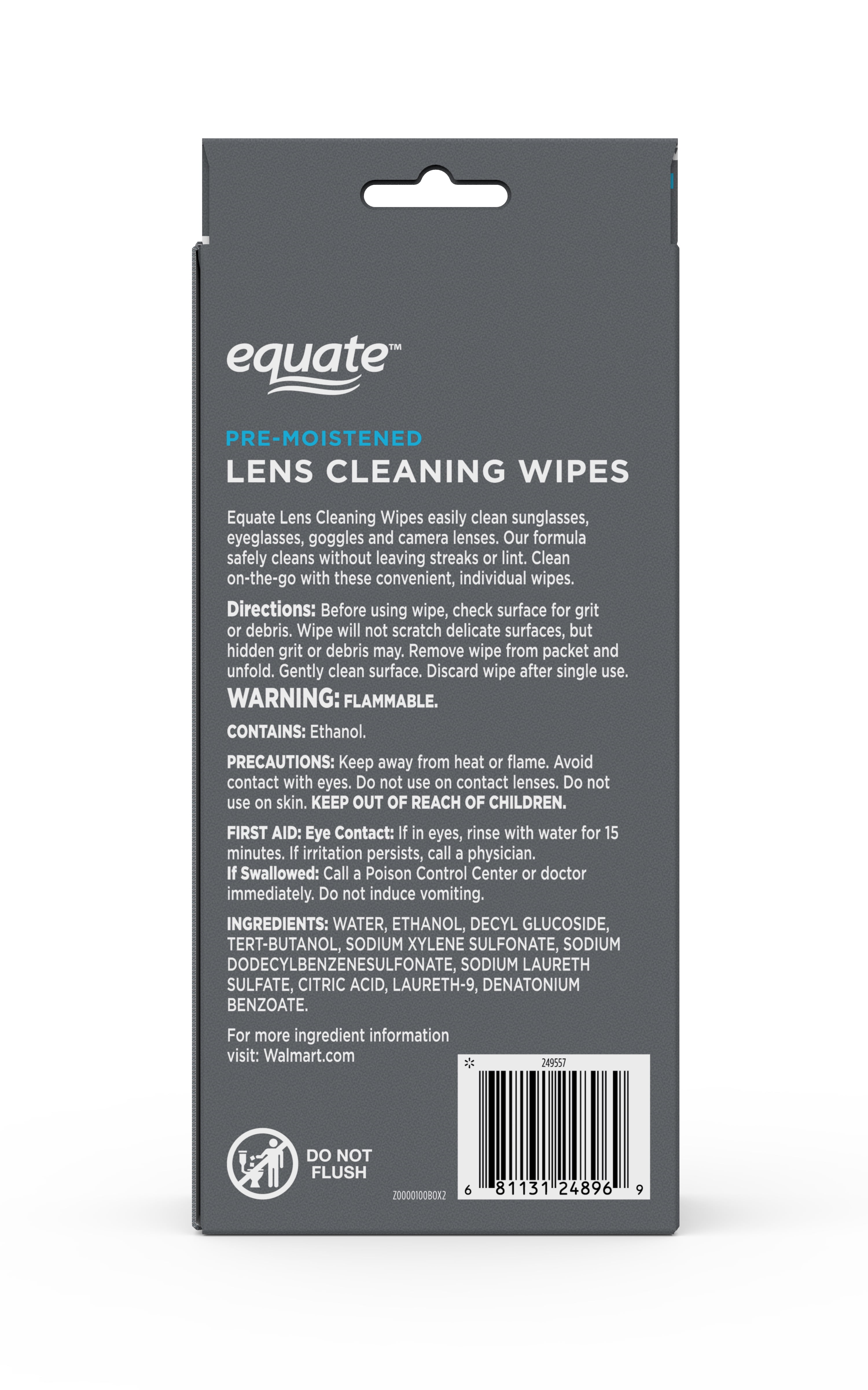 Equate Pre-Moistened Lens Cleaning Wipes, 100 Count