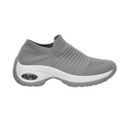 CUSHIONAIRE Womens Breeze Stretch Knit Slip on Athletic Shoe +Memory Foam & LiteSole Technology