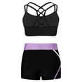 thumbnail image 2 of Haitryli Kids Girls Dance Outfit Gymnastics Crop Tank Camisole with Yoga Shorts Booty Shorts Set B Lavender 10, 2 of 7