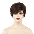 thumbnail image 2 of a prueba de calor de las pelucas de las mujeres del cabello humano corto 10 pulgadas Marron oscuro jinwen Pelucas cortas para mujer, 2 of 8