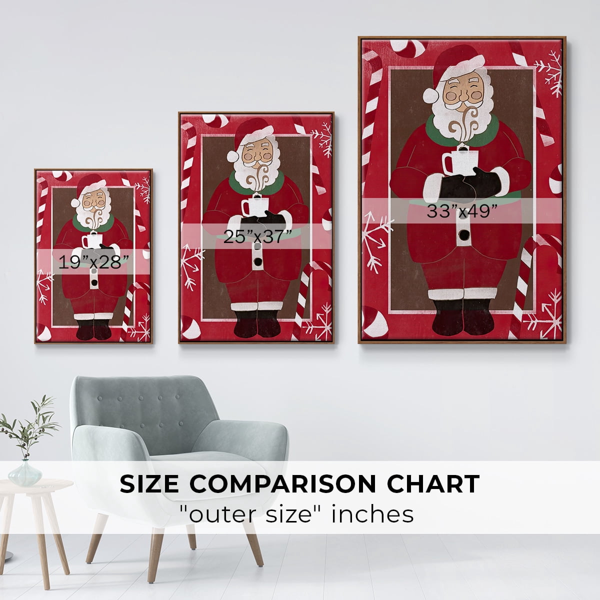 Cozy Cocoa Christmas Collection B - Framed Gallery Wrapped Holiday Canvas - 17 x 25 - Rosewood Frame