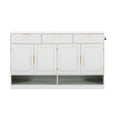 thumbnail image 3 of 59.1" Buffet Cabinet with 3 Drawers & 4 Doors, Multi-Functional Storage Buffet with Adjustable Shelf and Open Storage Compartments, Suitable for Dining Room, Living Room, Entryway, White, 3 of 9