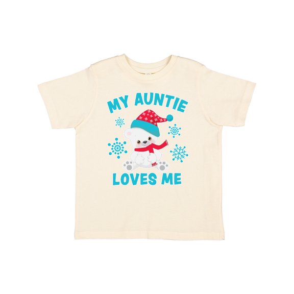 Inktastic Polar Bear My Auntie Loves Me in Santa Hat with Snowflakes Boys or Girls Toddler T-Shirt