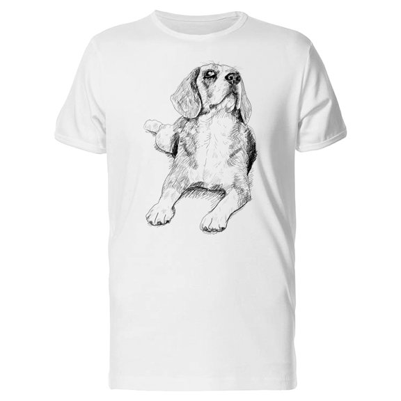 Cute Beagle Sketch, Lovely Dog T-Shirt Men -Image by Shutterstock, Male Large