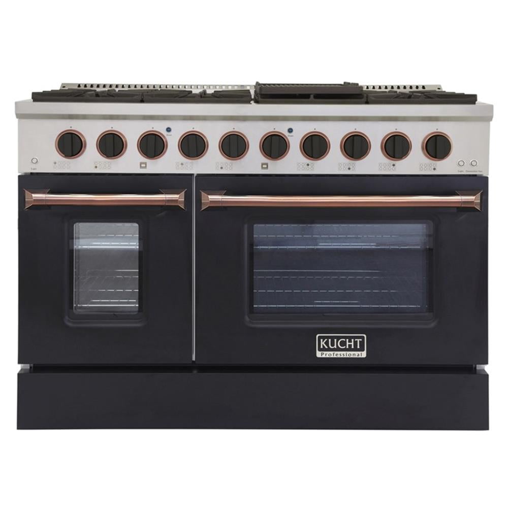 Pemberly Row 48" 6.7 cu. ft. Dual Fuel Range Natural Gas in Black & Rose Gold