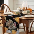 thumbnail image 3 of Table Runner Dresser Scarves 36 Inch Long,Thanksgiving Turkey Fall Pumpkin Linen Dining Table Runners Orange Maple Leaf on Black Tabletop Scarf for Wedding Holiday Party Kitchen, 3 of 9