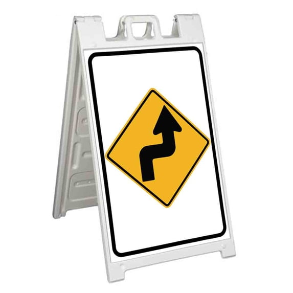 Right Reverse Turn (24" X 36") Standard A-Frame Signicade, Includes Decal Applied To Stand