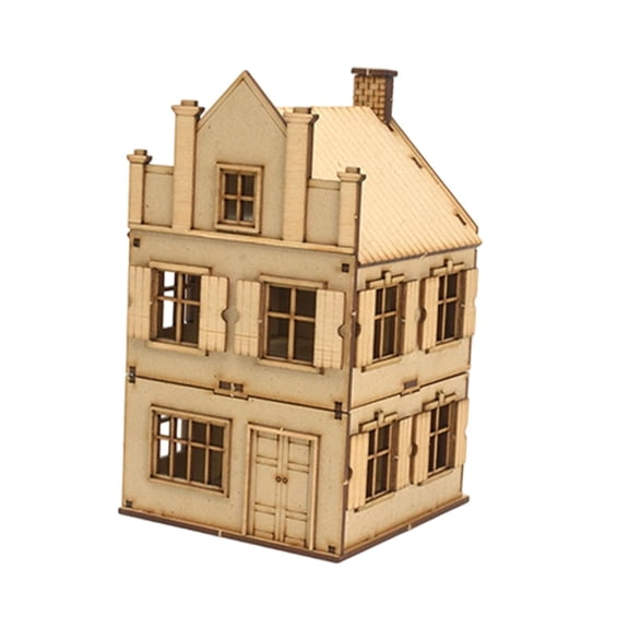 Assembled House Model 1/72 Building Model European House Diorama Scene Wooden Material for Adult Collectors and Kids