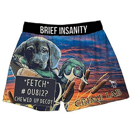 Brief Insanity Men's Crime Lab Dog Hunting Boxers Shorts Fly Underwear 7052B