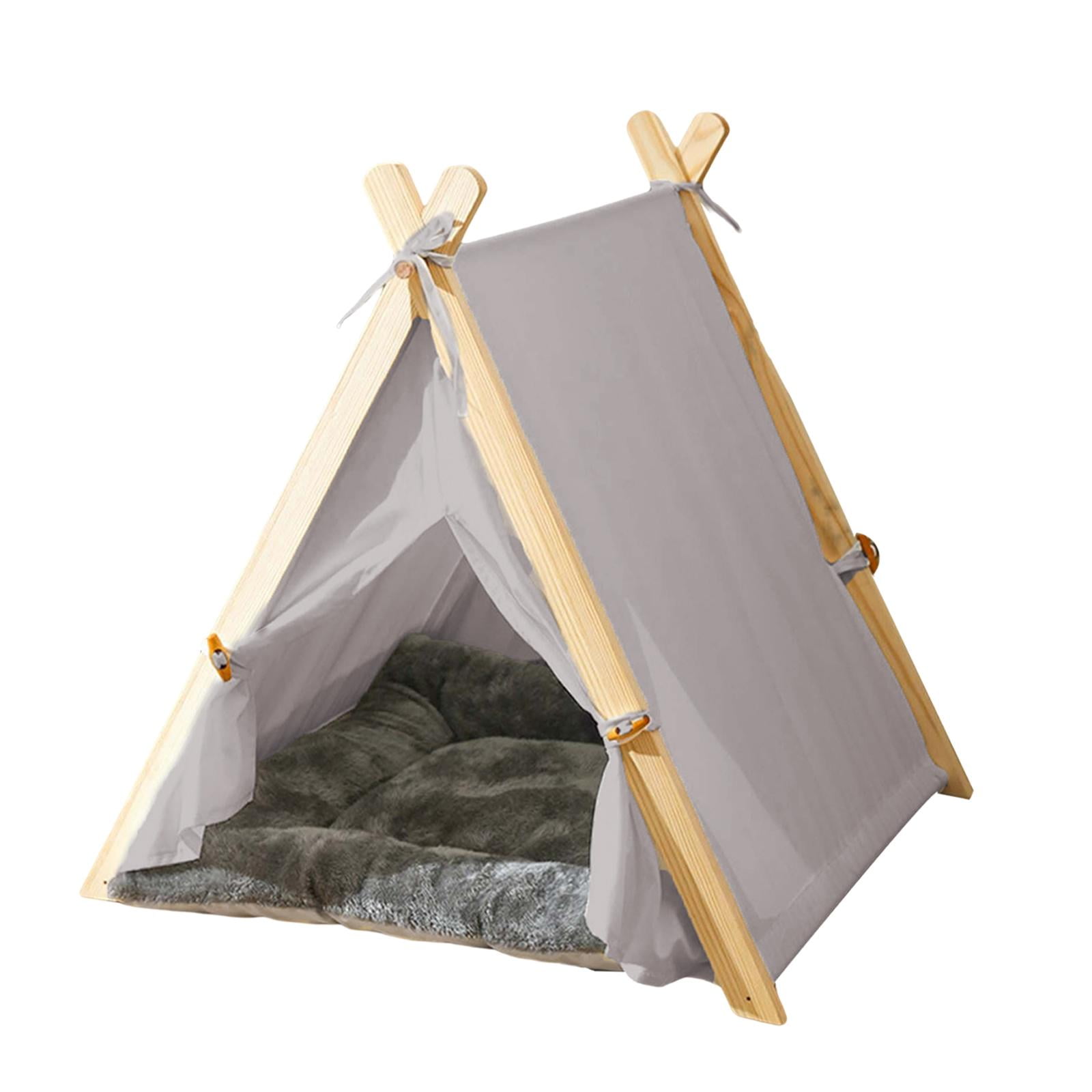GROWTH TANK Dog Teepee Bed House Dogs Tent Nest with Removable Cushion Anti Slip Comfort Hut Light Grey Walmart