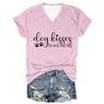 thumbnail image 1 of Camiseta de Manga Corta con Cuello en V Impresa Por la Carta de las Mujeres, 95% Poliéster 5% Spandex Vintage Top Ligero para Diario, Fiesta Y Primavera, 1 of 3