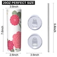 thumbnail image 3 of Rose 20 Oz Stainless Steel Skinny Tumbler – Vacuum Insulated Slim Travel Cup with Lid & Stainless Steel Straw, 360° Full Wrap Printed Tumbler for Home, Office & Outdoor Use, Spring, Floral, 3 of 6