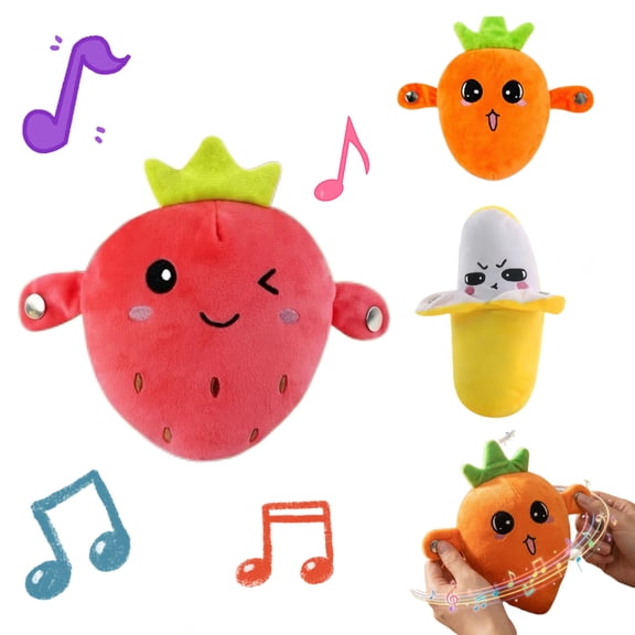 Interactive Music Plush Toys, Fruit Shaped Musical Sensory Plush, Soft Interactive Fabric Toys, Ideal for Christmas and Birthday Gifts (Banana)