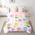 thumbnail image 2 of Feelyou Kawaii Blossoms Flower Bedding Comforter Set 7pcs, Dramy Princess Style Queen Bedding Sets, Teens Kids Girls Women Reversible Queen Sheet Sets, Ultra Soft Bedroom Decor, 2 of 8