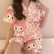 thumbnail image 4 of Conjunto de pijama de manga corta Sanrio My Melody Kuromi Cinnamoroll para mujer, ropa de ocio con corazón, Anime Kawaii, primavera y otoño, 4 of 4