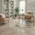 thumbnail image 2 of ODIKA Beige Vintage Farmhouse Botanical Scroll Border Pile Playroom Stain Resistant Low Profile for Dorm Room, Small Living Apartment, 2 of 7