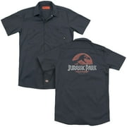 Jurassic Park Faded Logo (Back Print) Adult Work Shirt Charcoal