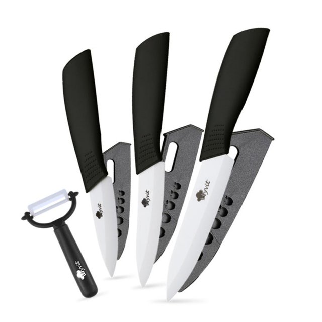 Ceramic Knives Set for Kitchen Knives 3 4 5 inch Sharp Fruit Paring Knifes with Sheath Utility Vegetable Carrot Cutter White Blade