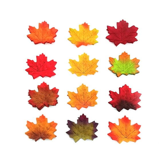 Stri 100Pcs Artificial Cloth Maple Leaves Multicolor Autumn Fall Leaf for Art Scrapbooking Wedding Bedroom Wall Party Decor Craft