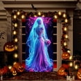 thumbnail image 2 of Clearance! Halloween Door Cover Decoration Durable Polyester Fabric Ghost Door Cover Hanging for Indoor/Outdoor Party, Classroom, Home Decor (Style E), 2 of 9