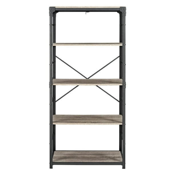 Walker Edison 64 in. Angle Iron Bookshelf