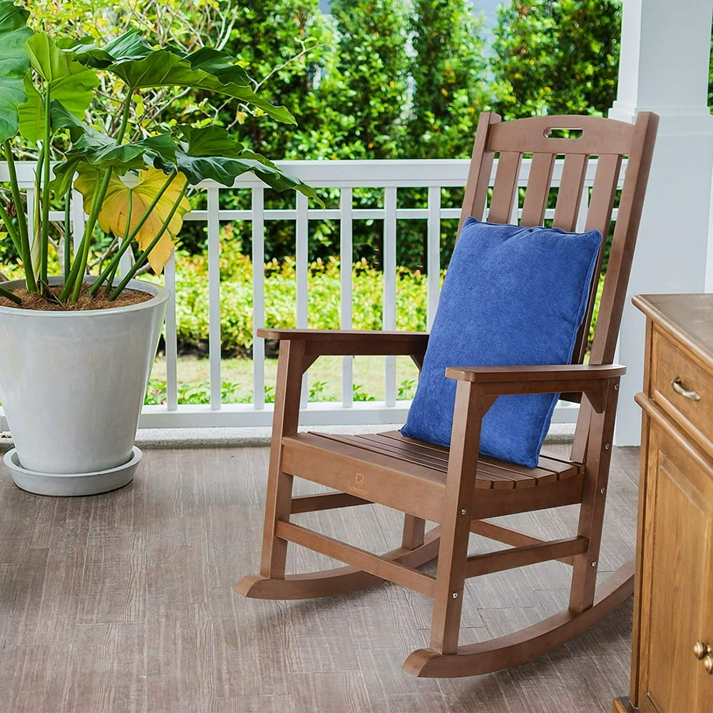 Outdoor/Indoor Rocking Chair with 350lbs Support, QOMOTOP All-Weather