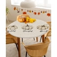thumbnail image 4 of Round Fitted Tablecloths Retro White Pumpkin Waterproof Table Cover for Kitchen Dining Party Decor Watercolor Fall Plant,36"-44", 4 of 6